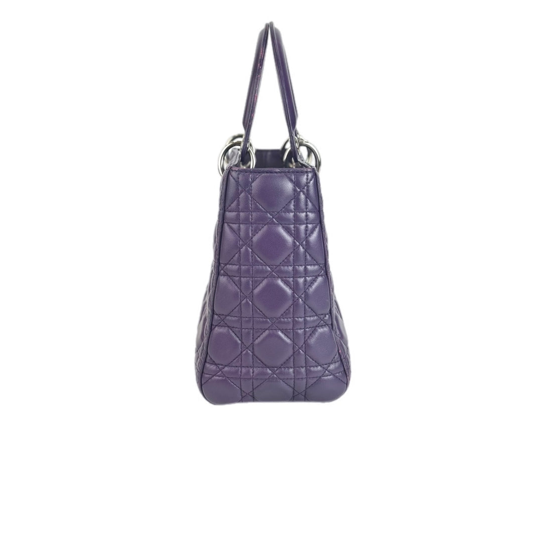 Dior Lady Dior Medium Lambskin Purple Bag