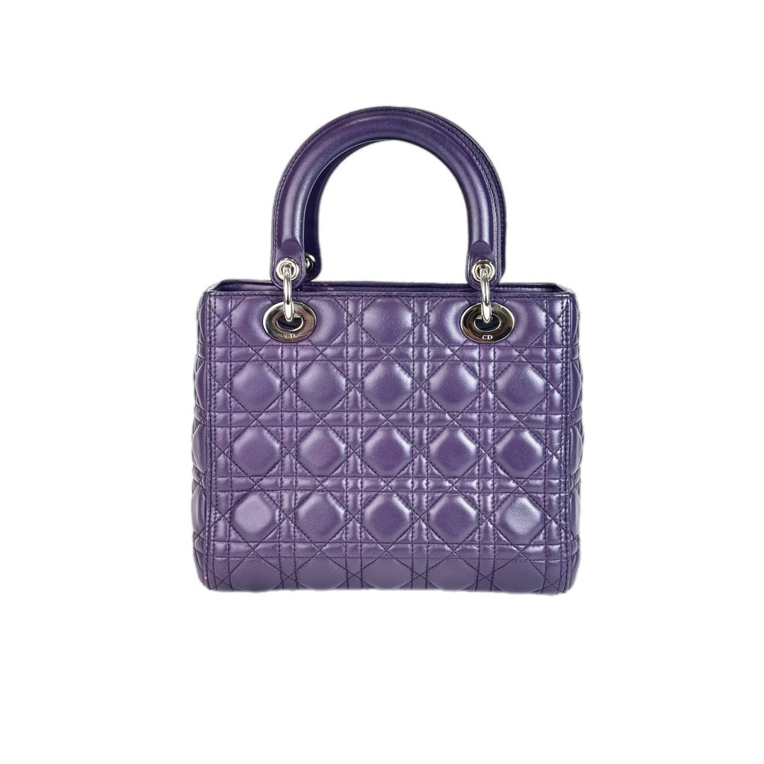 Dior Lady Dior Medium Lambskin Purple Bag