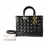 Dior Lady Large Patent Leather Black Bag