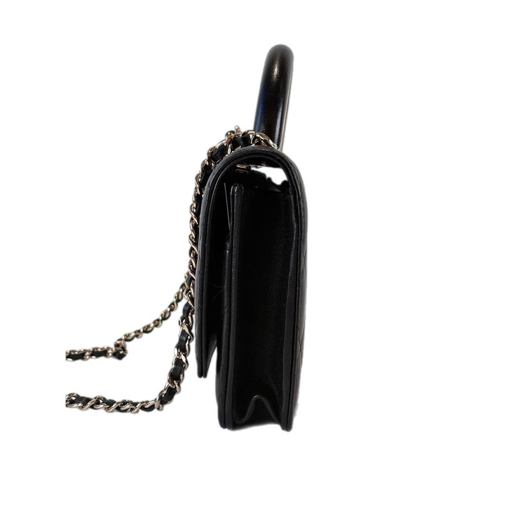 Chanel Classic Flap Woc With Top Handle Black Lambskin