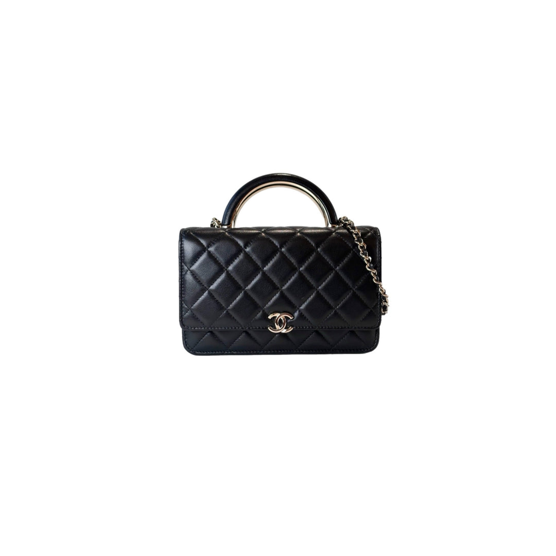 Chanel Classic Flap Woc With Top Handle Black Lambskin