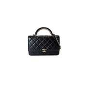 Chanel Classic Flap Woc With Top Handle Black Lambskin - Jiaxyk