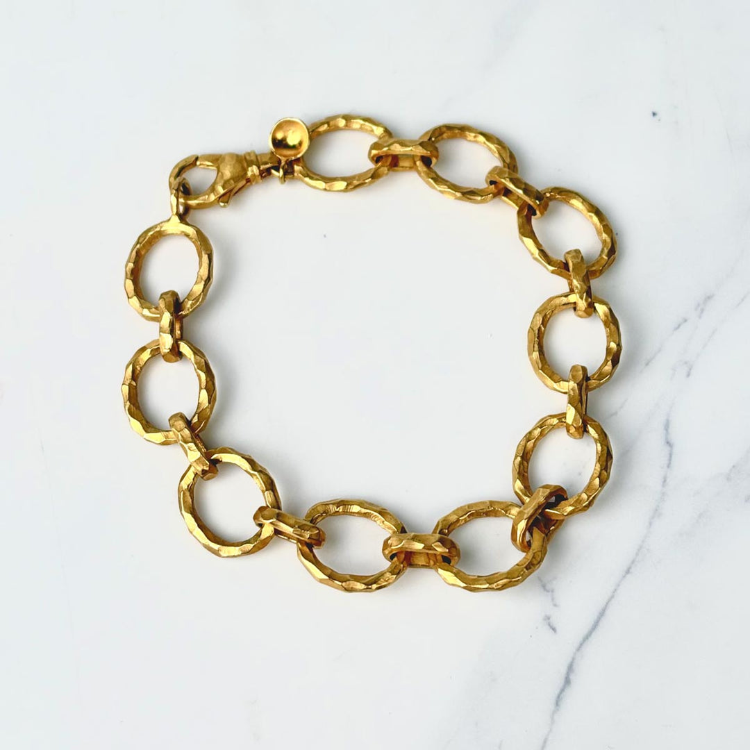 18k Solid Yellow Gold Bracelet Turkish Craft 29.19g