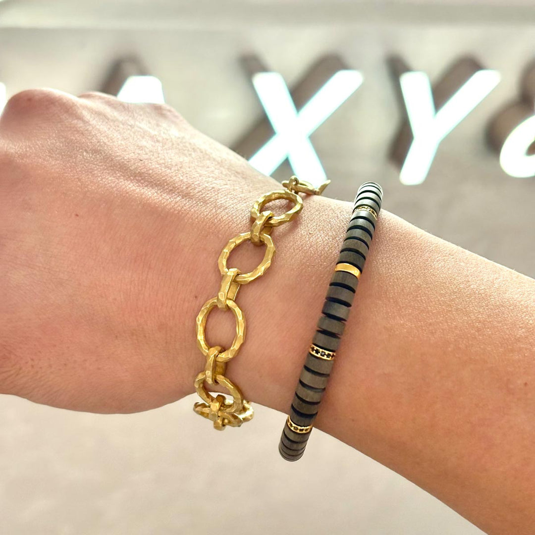 18k Solid Yellow Gold Bracelet Turkish Craft 29.19g