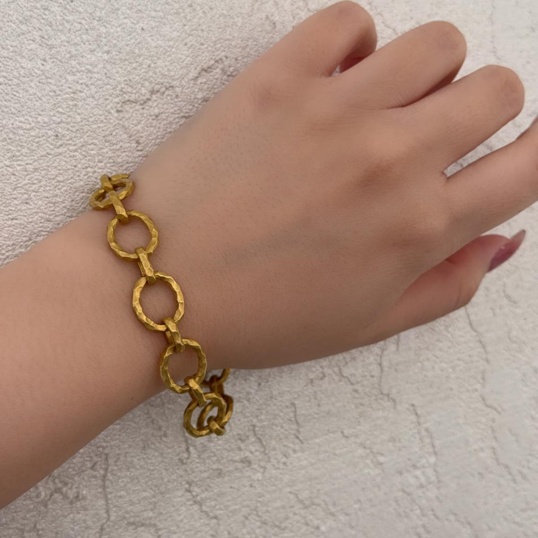 18k Solid Yellow Gold Bracelet Turkish Craft 29.19g