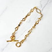 24k 999 Yellow Gold Bracelet with Diamond Turkish Craft 7.36g
