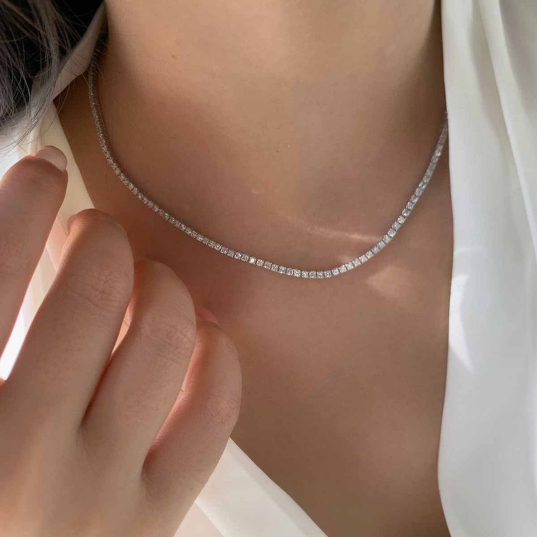 Natural White Diamond Necklace D5.00ct, 18K