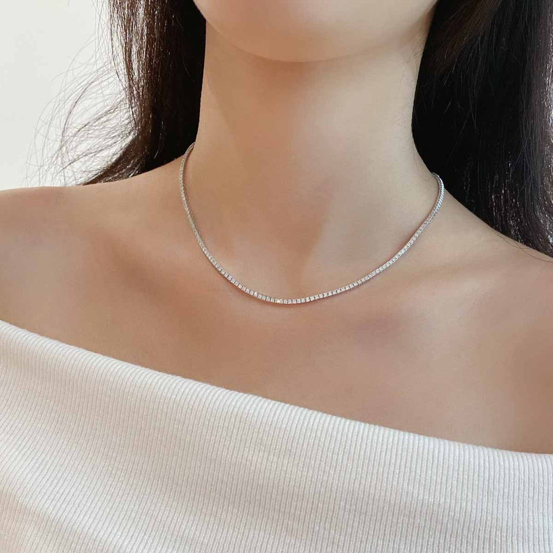 Natural White Diamond Necklace D5.00ct, 18K