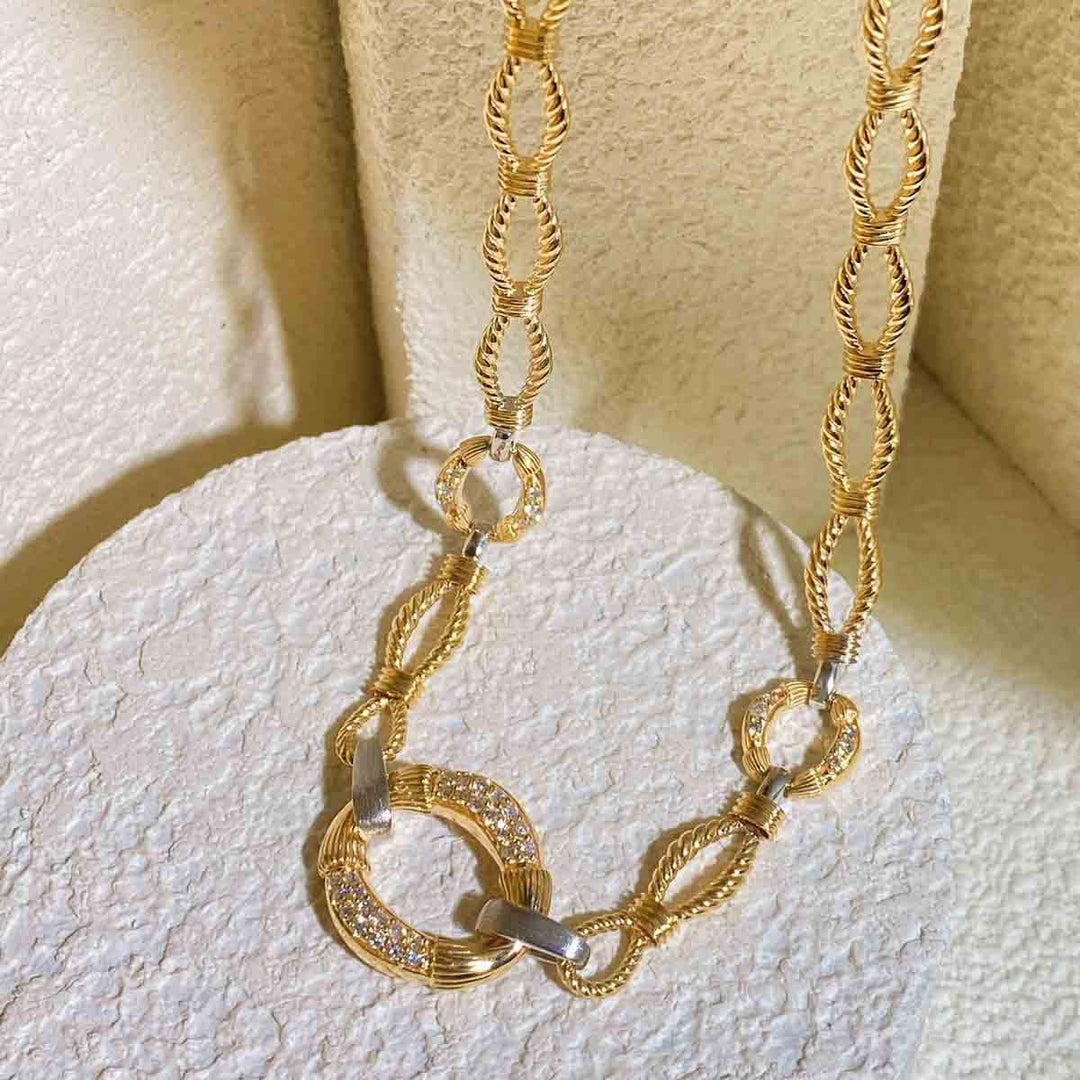 Natural White Diamond Necklace D0.42ct. 18K