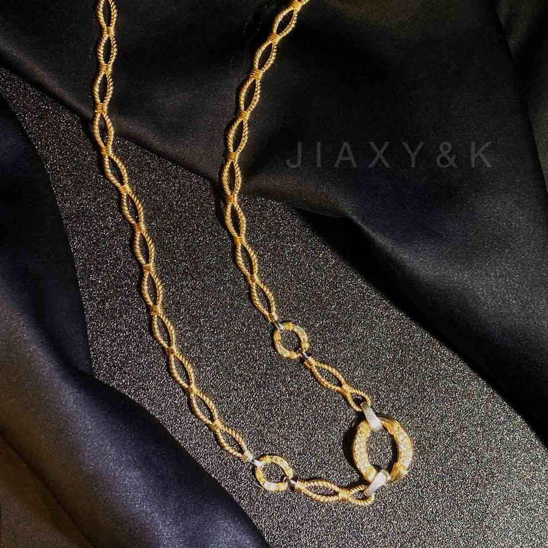 Natural White Diamond Necklace D0.42ct. 18K
