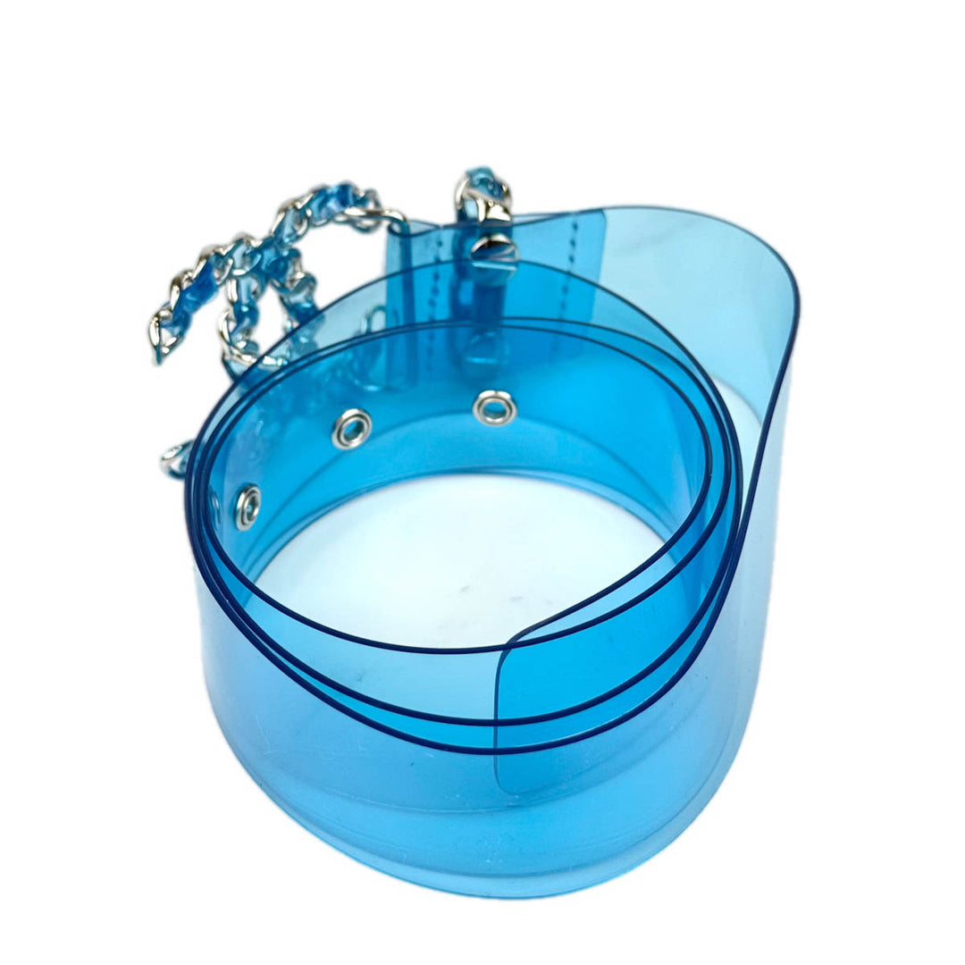 Chanel Blue CC Logo Runway PVC  Belt 85CM