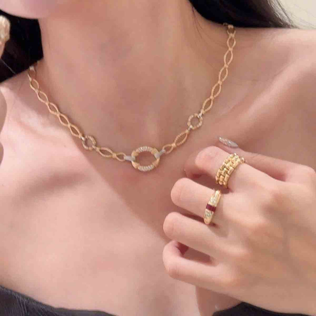 Natural White Diamond Necklace D0.42ct. 18K