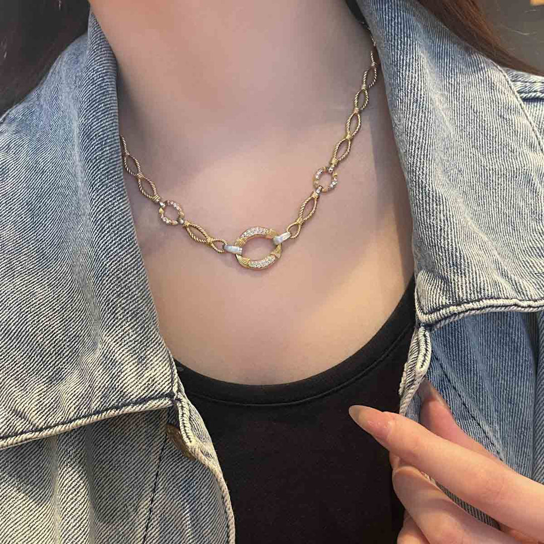 Natural White Diamond Necklace D0.42ct. 18K