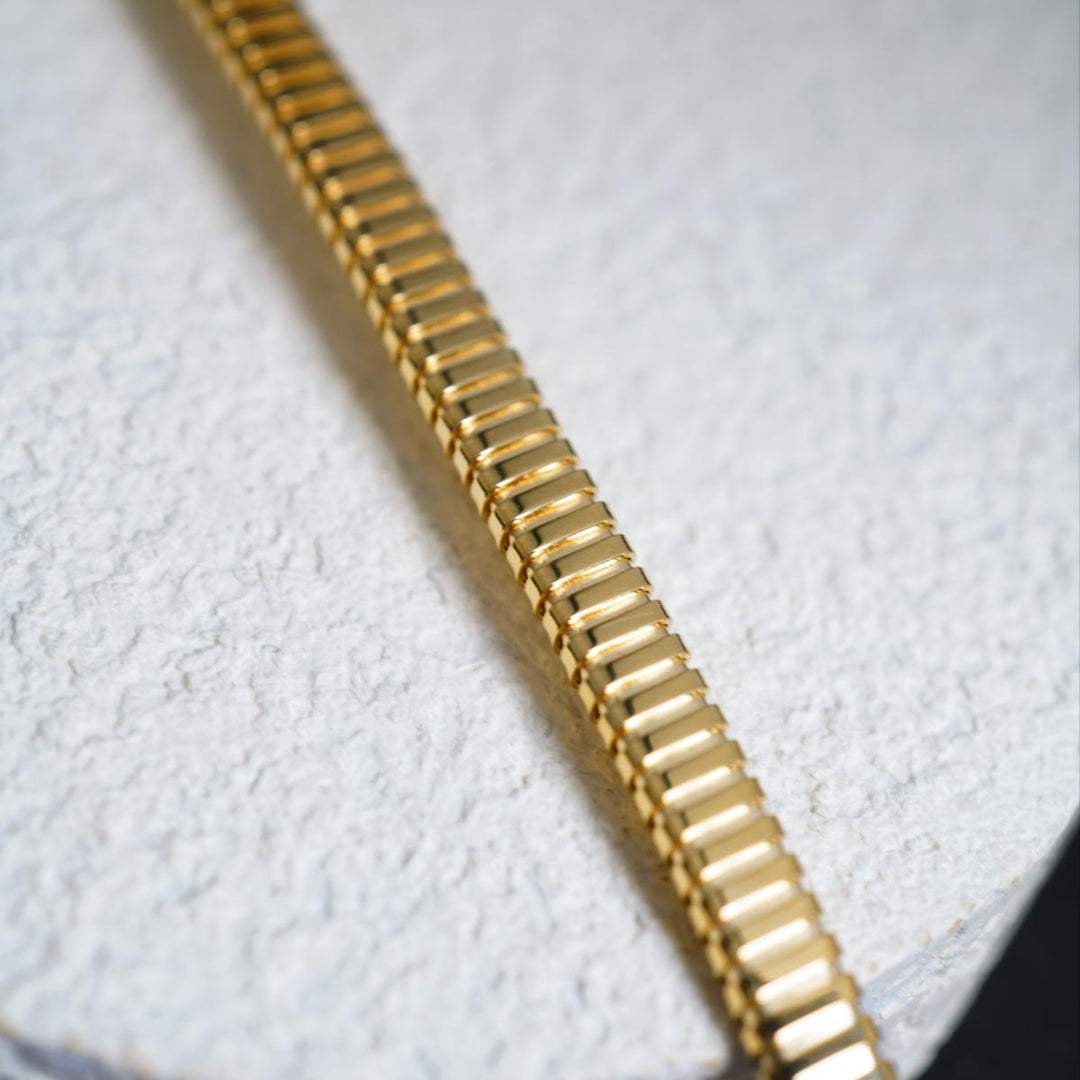 18K Solid Yellow Gold Stripe Bracelet, 6mm 11.85g