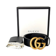 Gucci Black GG Marmont Wide Belt 80CM