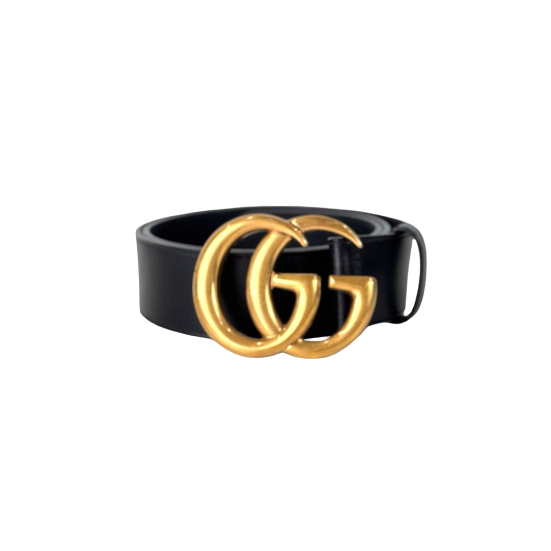 Gucci Black GG Marmont Wide Belt 80CM