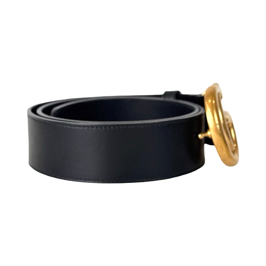 Gucci Black GG Marmont Wide Belt 80CM