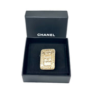 Chanel Gold Brooch Square With CC Logo