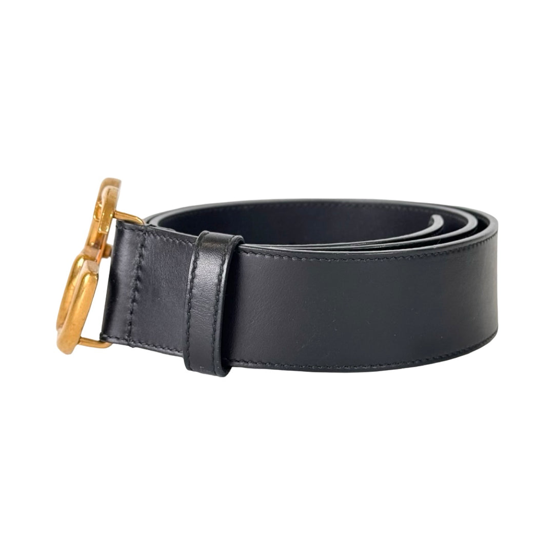 Gucci Black GG Marmont Wide Belt 80CM