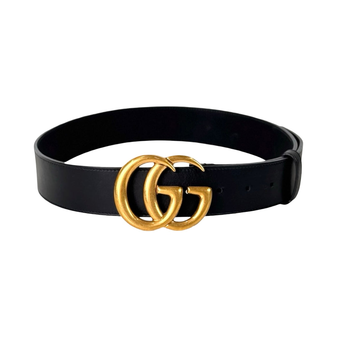 Gucci Black GG Marmont Wide Belt 80CM