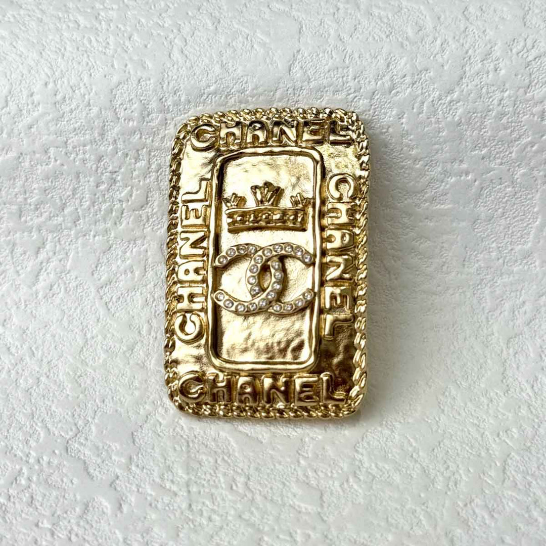 Chanel Gold Brooch Square With CC Logo