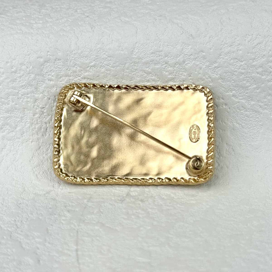 Chanel Gold Brooch Square With CC Logo
