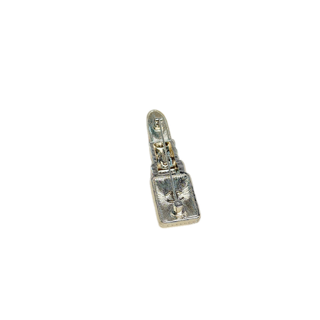 Chanel CC Lipstick Brooch Metal With Resin and Crystals