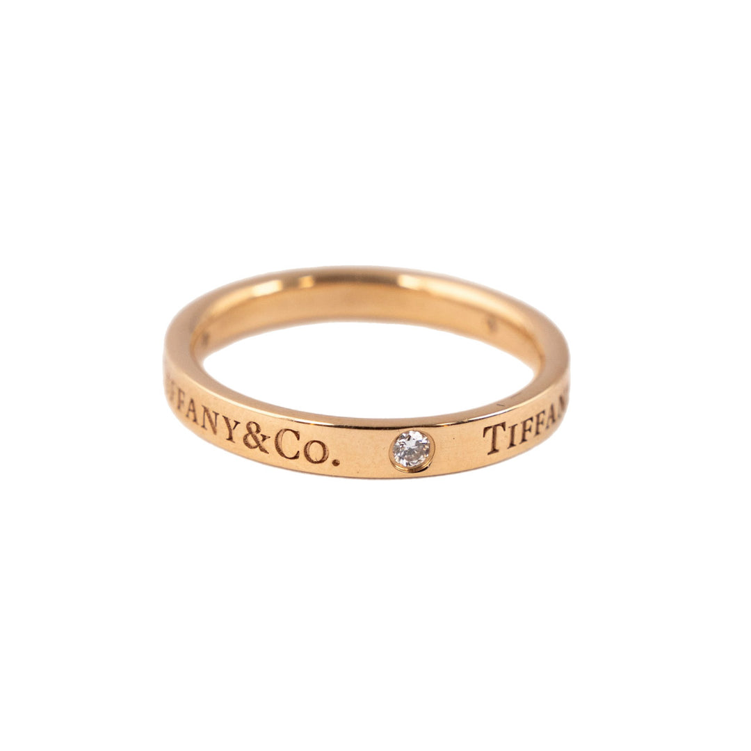 Tiffany Wedding Band 18K Rose Gold 3 Diamonds