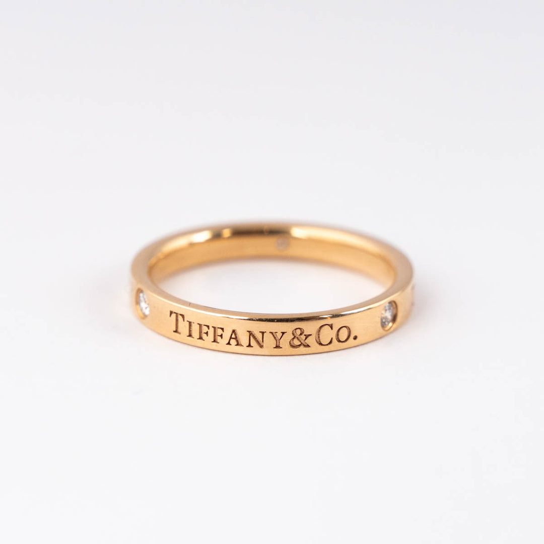 Tiffany Wedding Band 18K Rose Gold 3 Diamonds