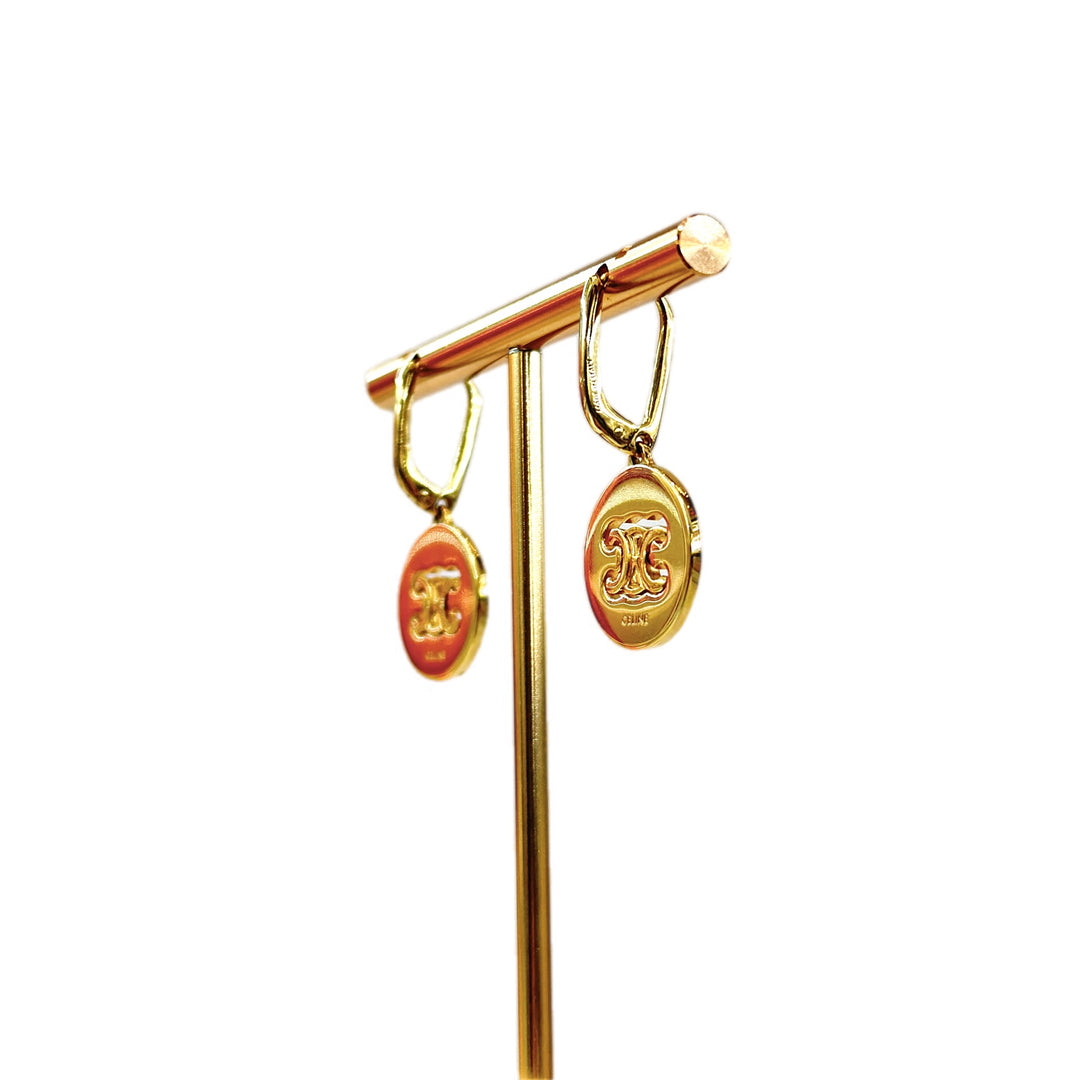 Celine Triomphe Swivel Gold Earrings
