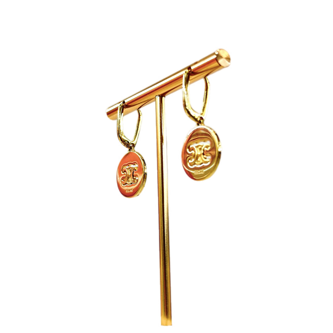 Celine Triomphe Swivel Gold Earrings