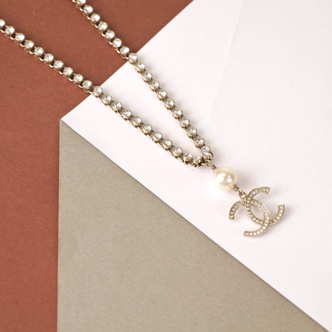 Chanel CC Crystal Pearl Necklace