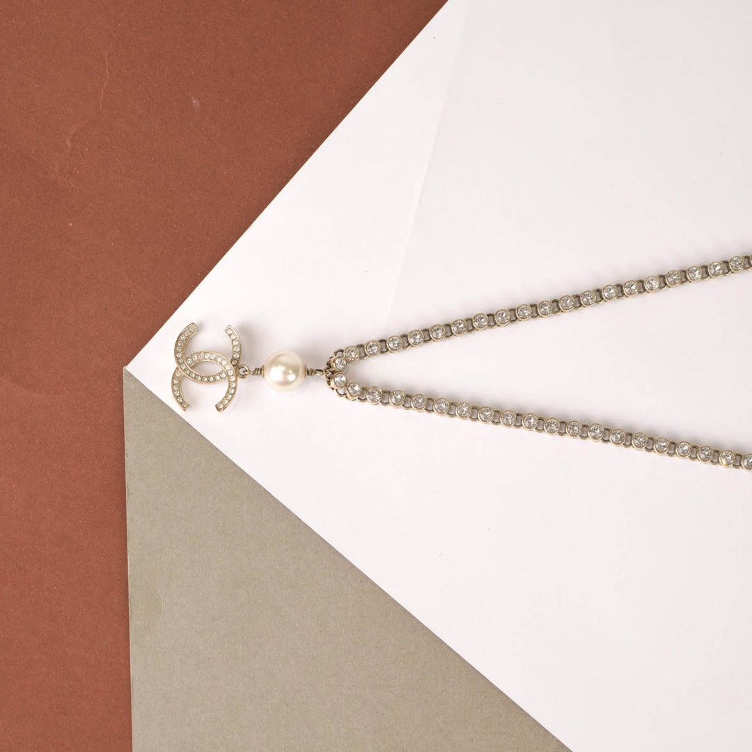 Chanel CC Crystal Pearl Necklace