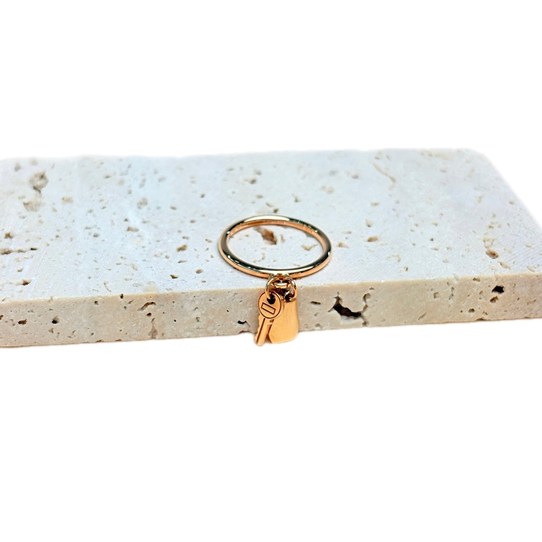 Hermes Kelly Clochette Ring Small Model Rose Gold #53