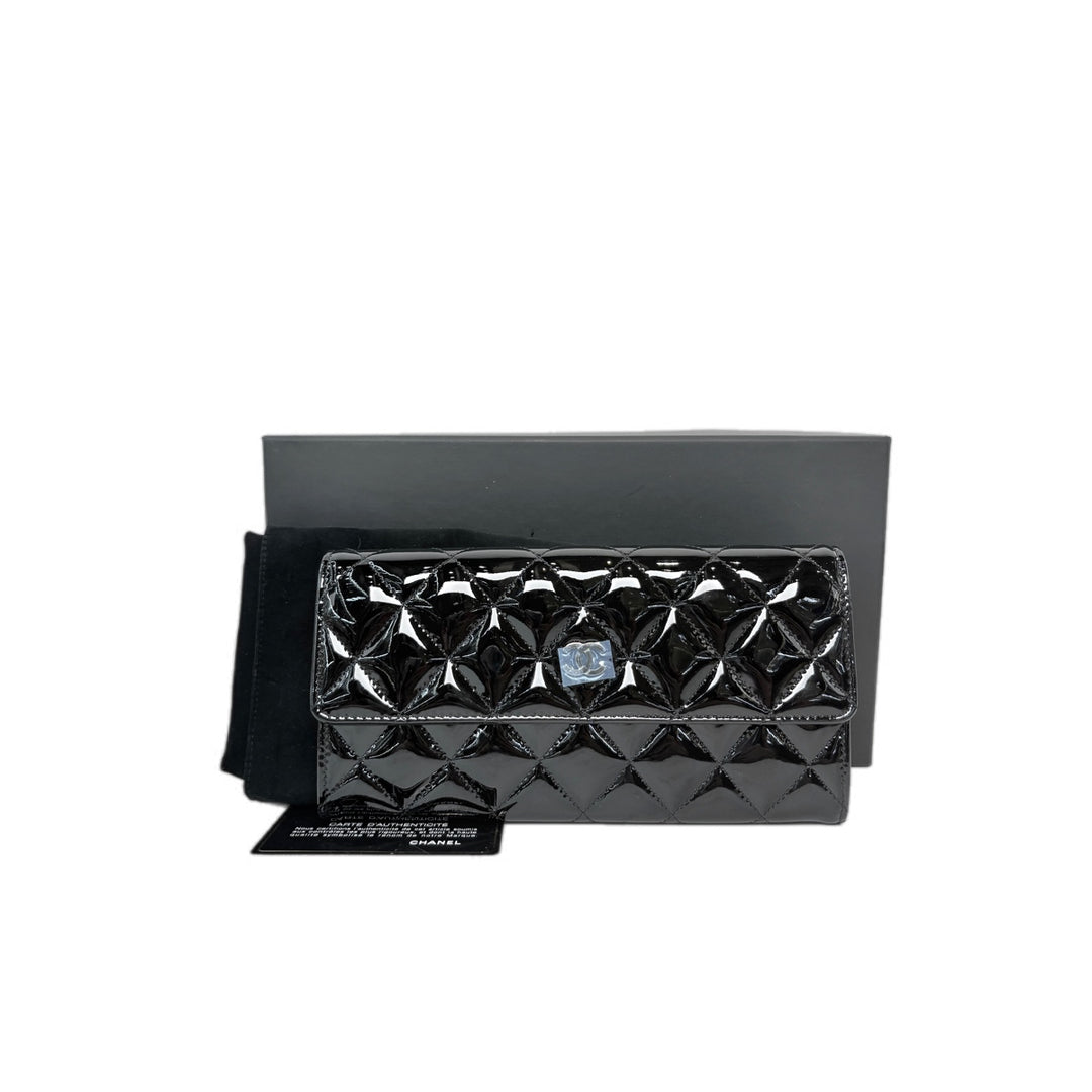 Chanel Patent Black Long Wallet