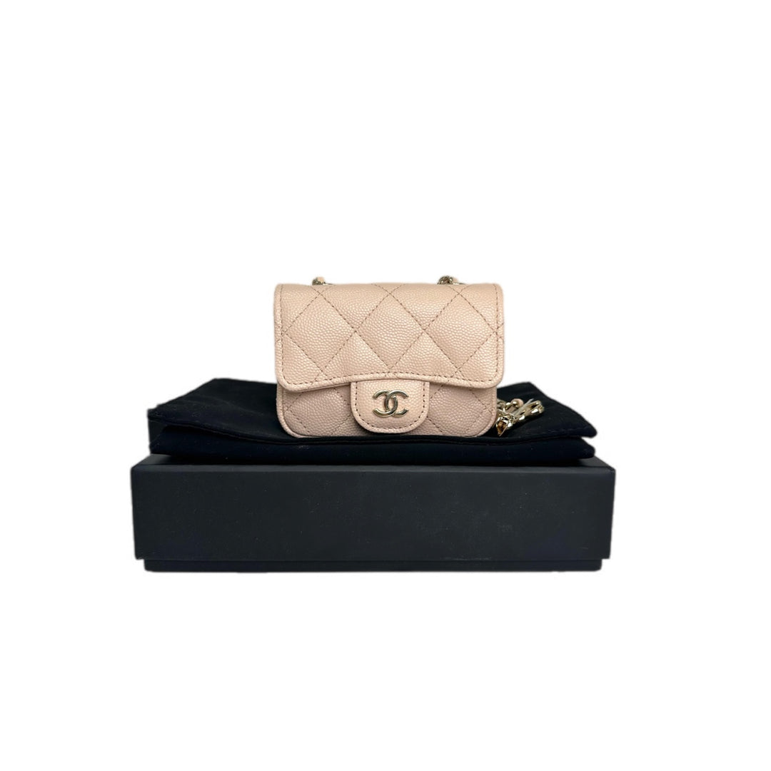 Chanel Caviar Beige Micro Chain Belt Bag