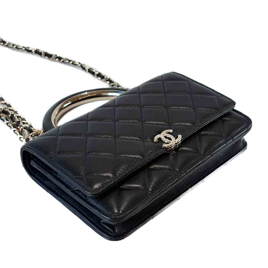 Chanel Classic Flap Woc With Top Handle Black Lambskin