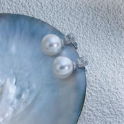 Natural South Sea White Pearl Diamond Drop Earrings 12.2-12.3mm d0.87ct —18K Gold, PSL+GIA