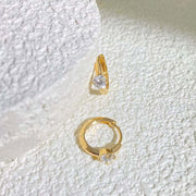 Natural White Diamond Huggie Hoop Earrings D0.40c F-G VS —18K Gold