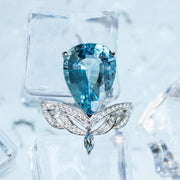 Natural Aquamarine Diamond Ring D4.87ct d0.205ct. 18K