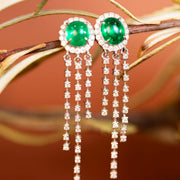 Natural Columbia Emerald Stone Dangle Earrings D2.06ct, Diamond d0.9ct. 18K Gold