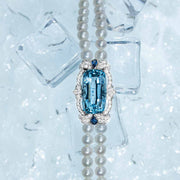 Natural Aquamarine Diamond Bracelet D5.65ct d0.87ct. 18K Santa Maria Color