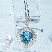 Natural Santa Maria Color Aquamarine Heart Necklace D1.63ct d0.60ct,18K GUILD Santa Maria