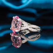 Natural Cherry Blossom Color Morganite Stone Ring 6.66ct, Diamond 0.83ct 18K Gold