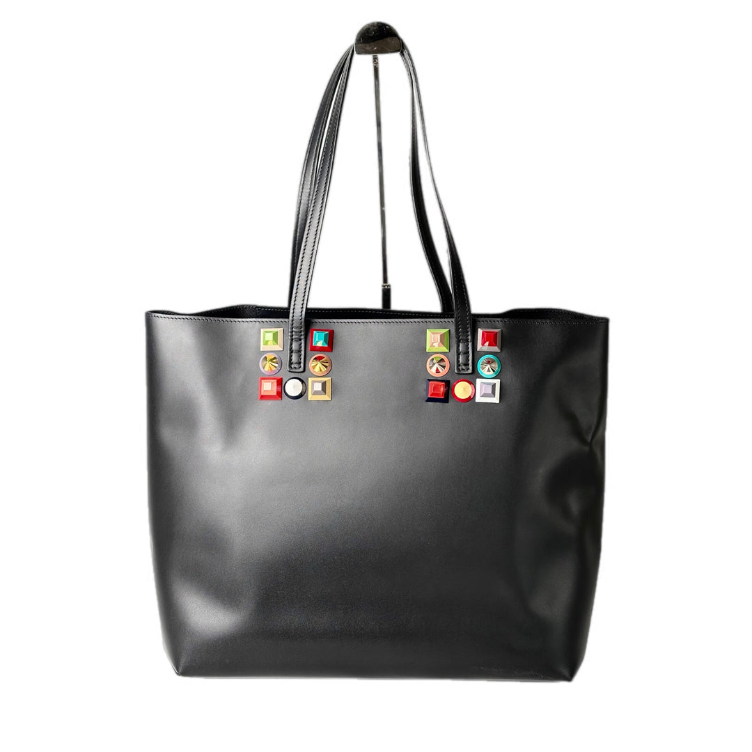 Fendi Rainbow Stud Tote Black Medium Bag