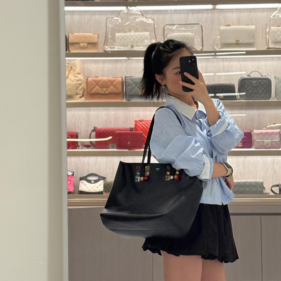 Fendi Rainbow Stud Tote Black Medium Bag
