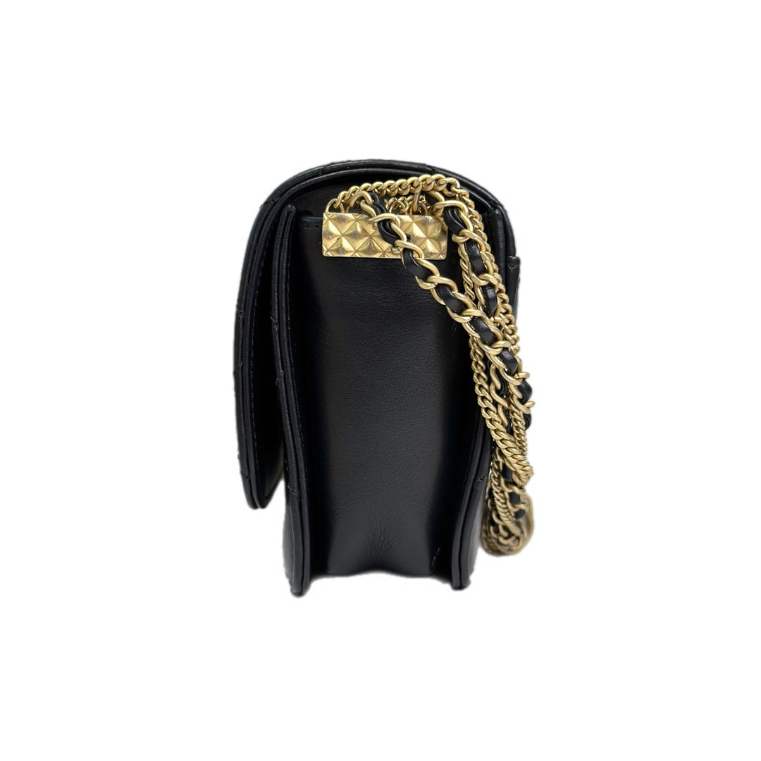 Chanel Black Lambskin Mini Flap Chain Bag