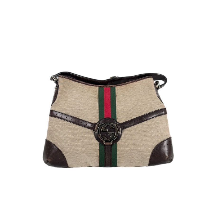 Gucci Beige Canvas Shoulder Bag