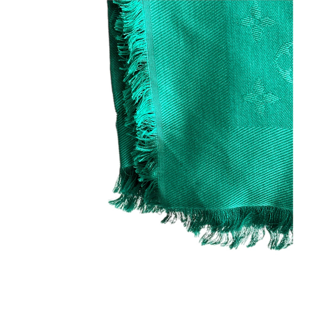 Louis Vuitton Logo Monogram Green Wool and Silk Scarf