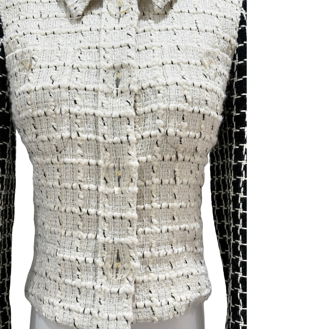 Chanel 17A Tweed Ivory and Black Jacket #34